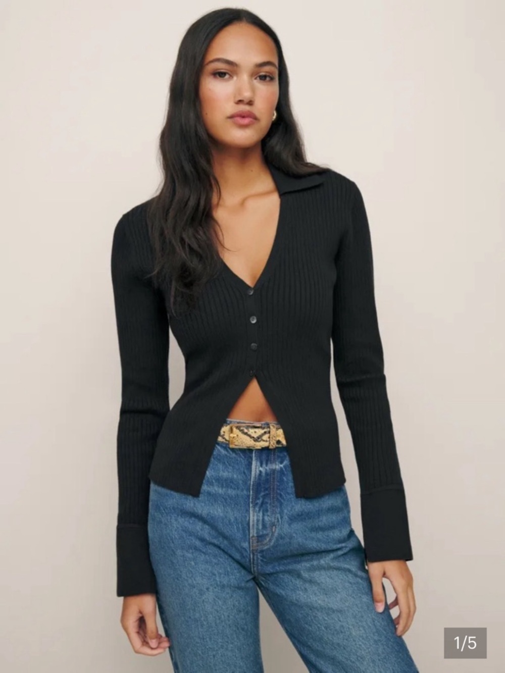 Valentina Reformation black Ribbed Sweater